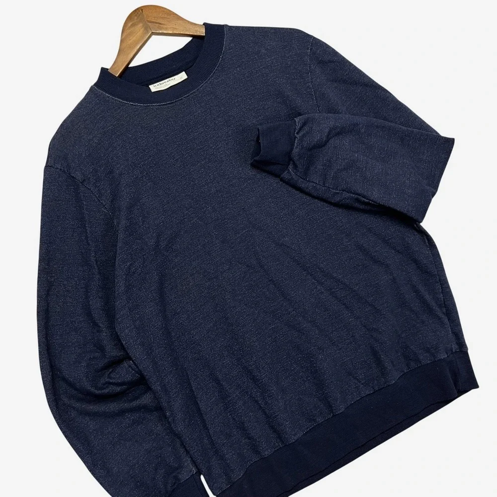 Icebreaker Mens Merino Wool Blend Sweatshirt Navy Blue Crewneck Size M Outdoor